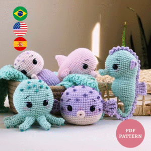 Coleção Piticos Marinhos - Receita de Amigurumi em PDF