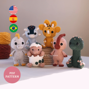 Coleção Baby Dinos - Receita de Amigurumi em PDF