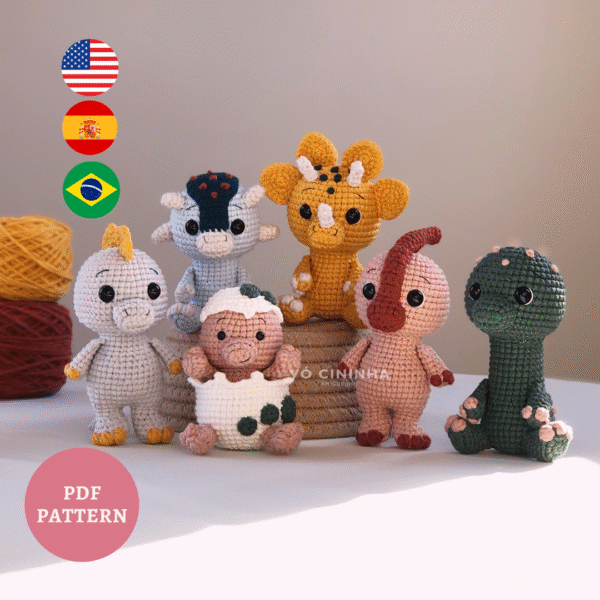 Coleção Baby Dinos - Receita de Amigurumi em PDF