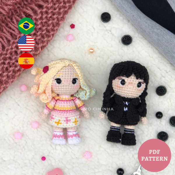 Combo Wandinha e Enid Toy - Receita de Amigurumi em PDF